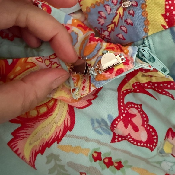 J.MCLAUGHLIN Mid Rise Patterned Teal Slim Cotton Pants Sz 10 - Picture 5 of 6